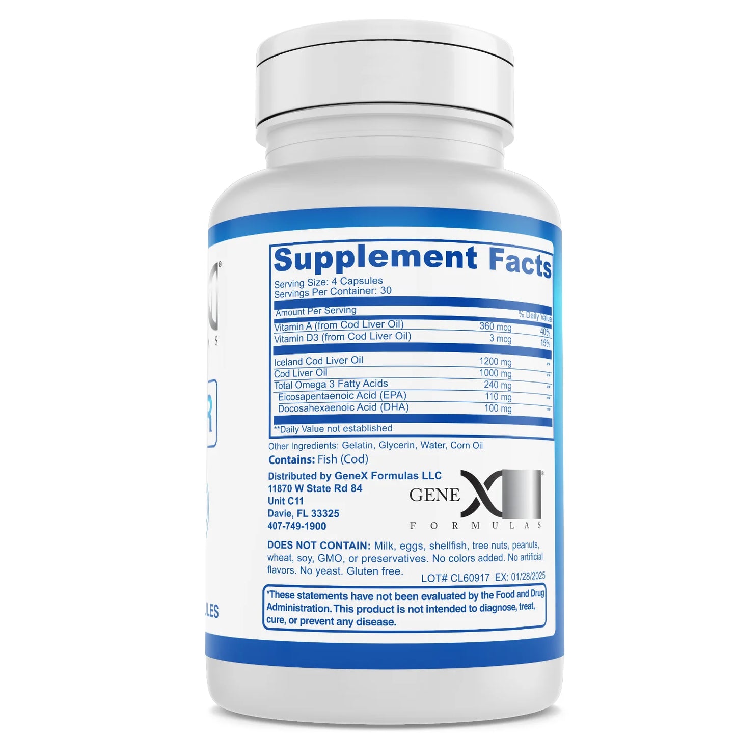 Genex Cod Liver Oil with Omega-3 & DHA (120 Capsules)