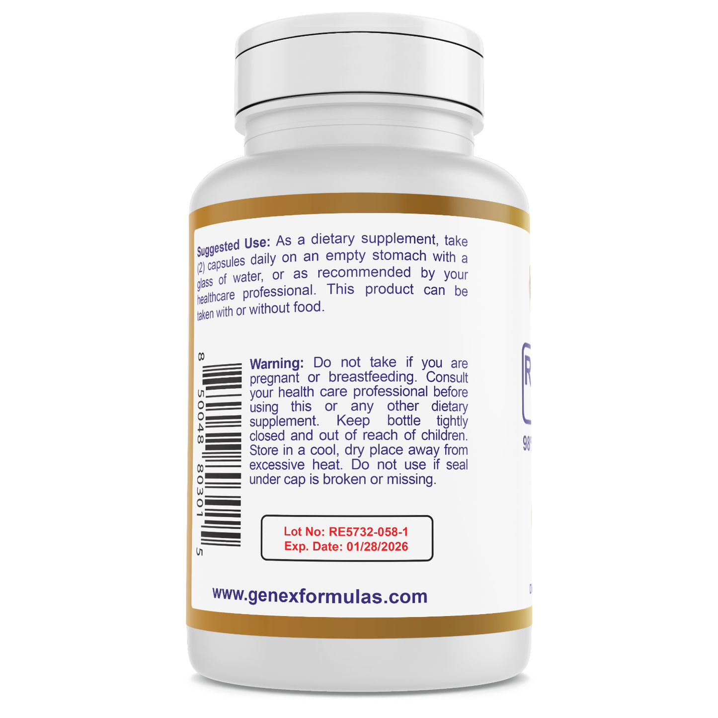 Genex Resveratrol 98% Pure Micronized Trans-Resveratrol Capsules 600mg Per Serving