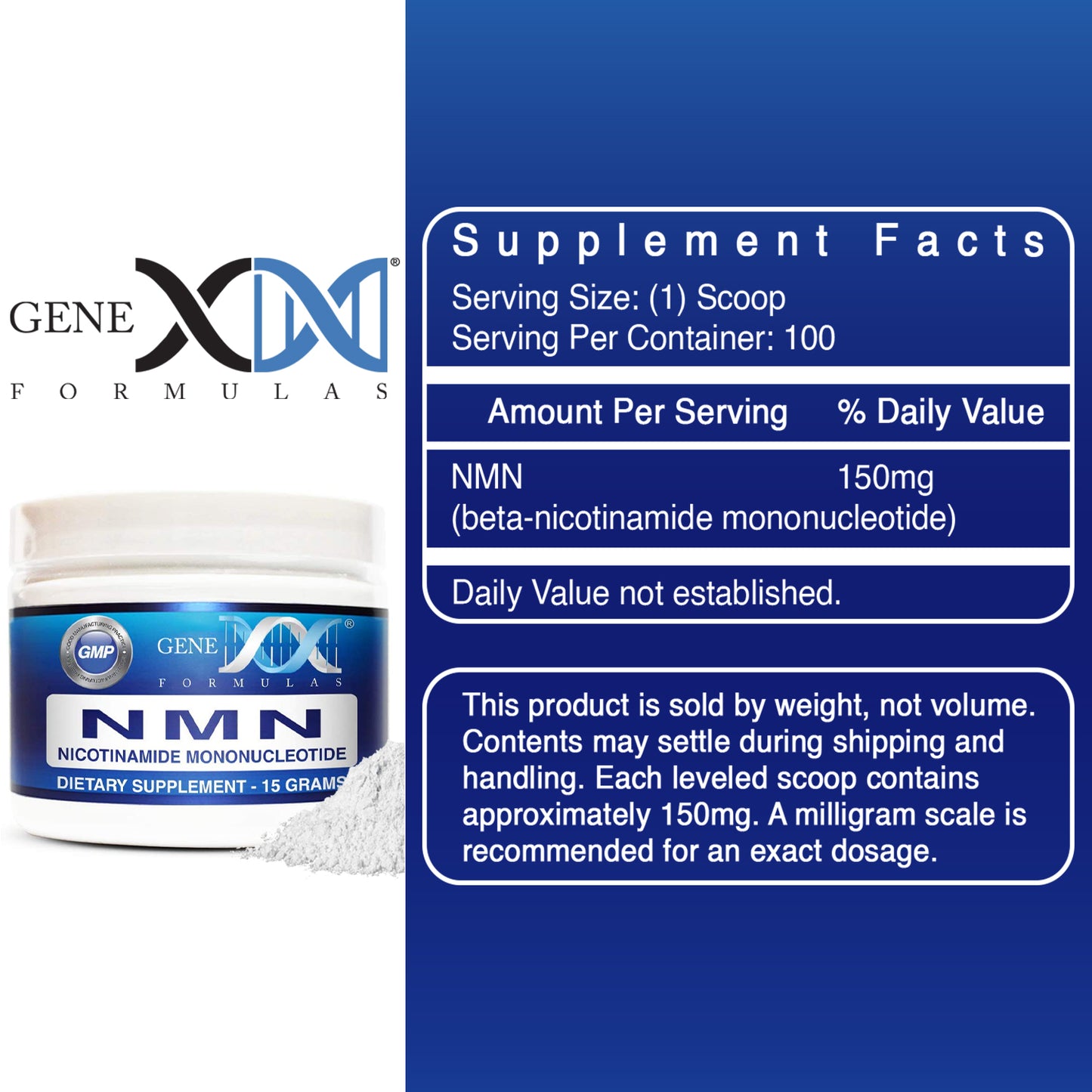 NMN Nicotinamide Mononucleotide Powder 15G (100 Scoops)