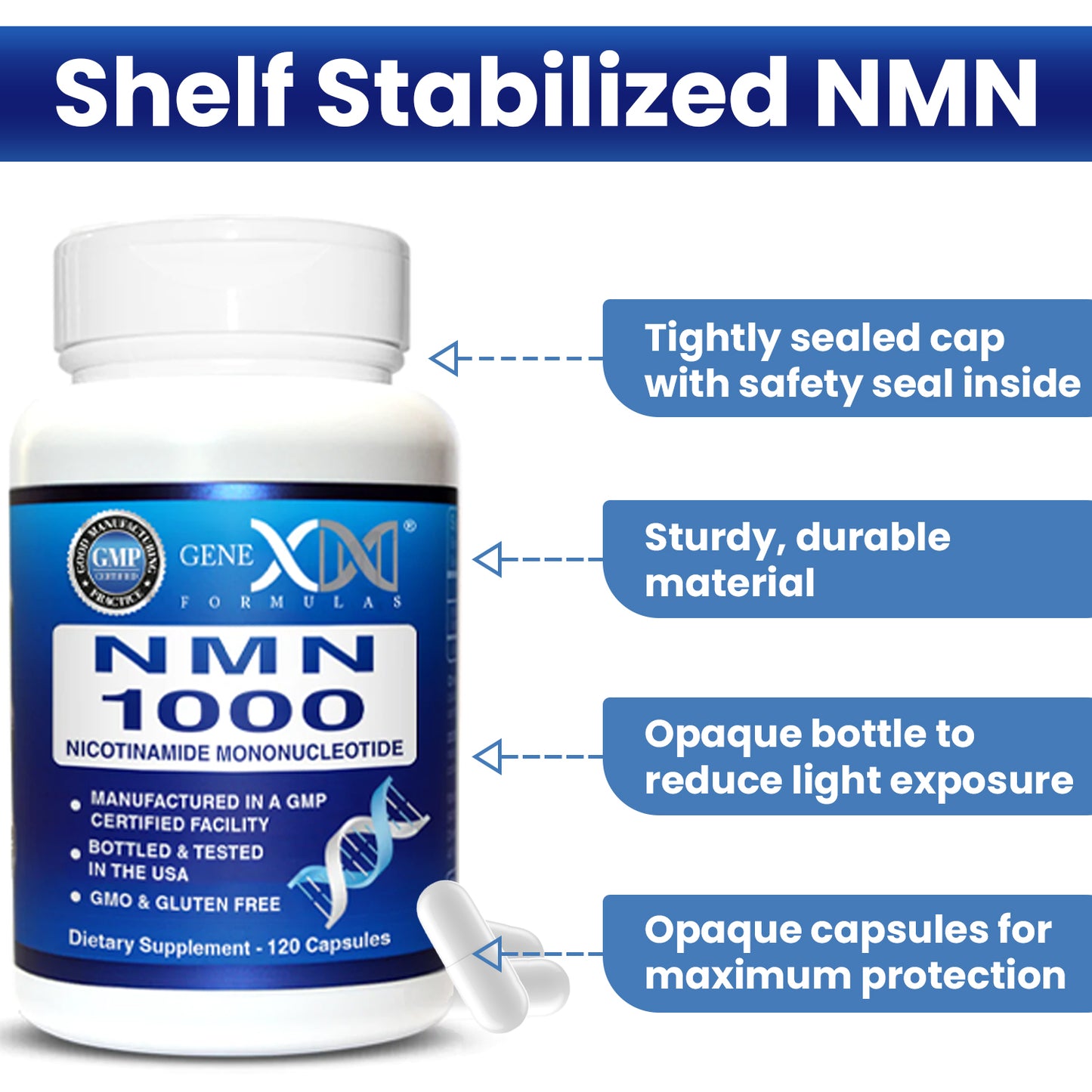 Genex Formulas NMN 1000mg Nicotinamide Mononucleotide per serving (120 Capsules)