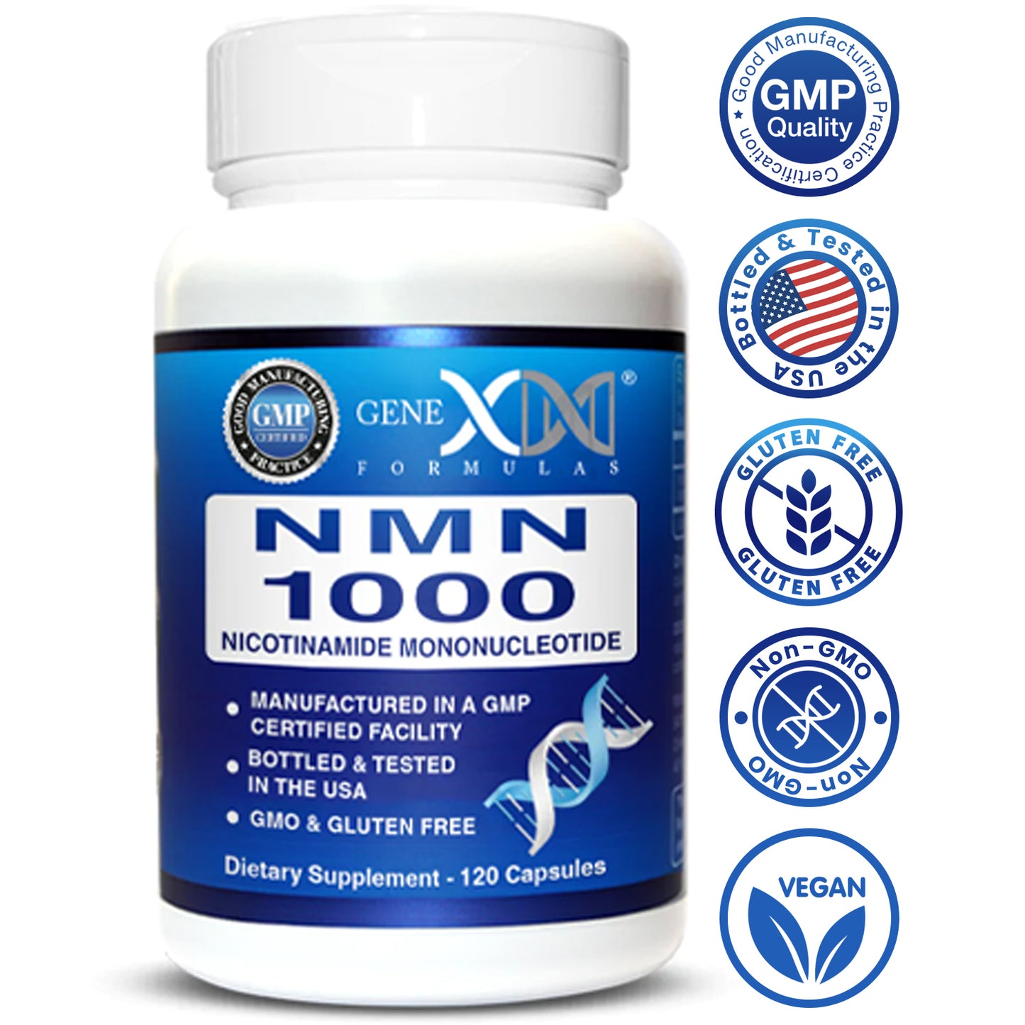 Genex Formulas NMN 1000mg Nicotinamide Mononucleotide per serving (120 Capsules)