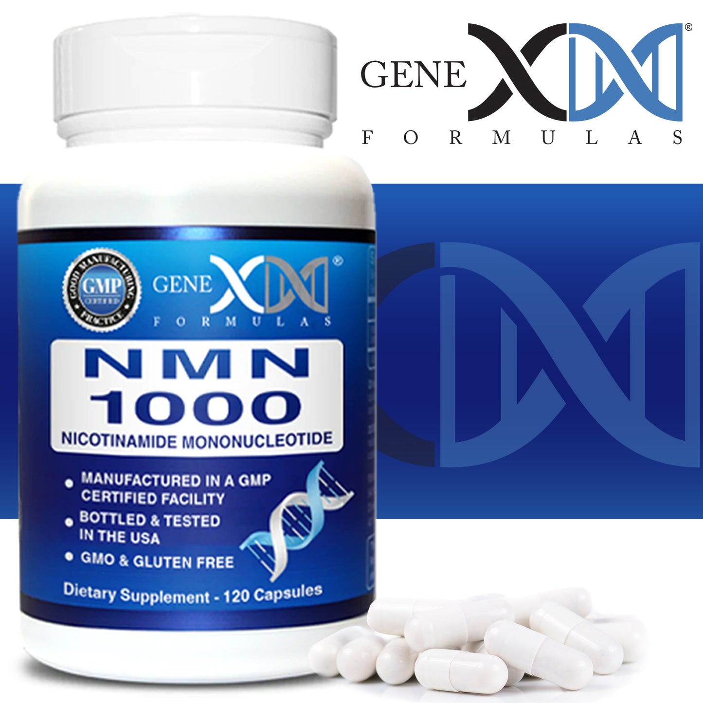Genex Formulas NMN 1000mg Nicotinamide Mononucleotide per serving (120 Capsules)
