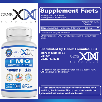 Genex TMG Trimethylglycine 1000mg (30-Day Supply)