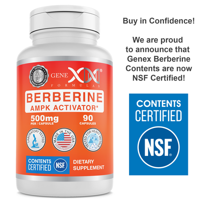 Genex Berberine HCl 500mg NSF Contents Certified (90 Capsules)