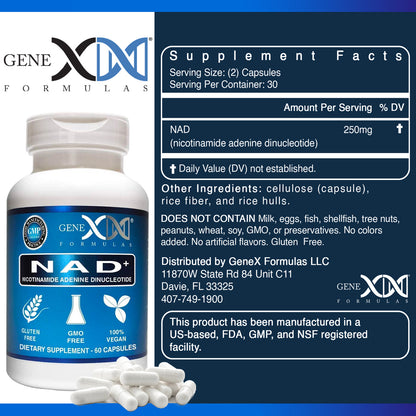 Genex  NAD+ Nicotinamide Adenine Dinucleotide 250mg (60 Capsules)