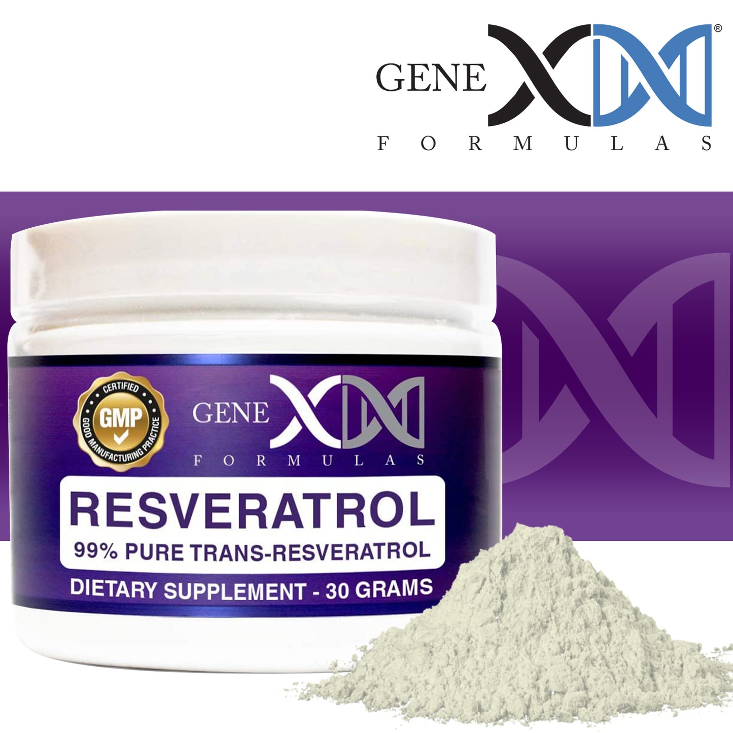 Genex 99% Pure Micronized Trans-Resveratrol Powder 1000mg (30 Gram Tub)