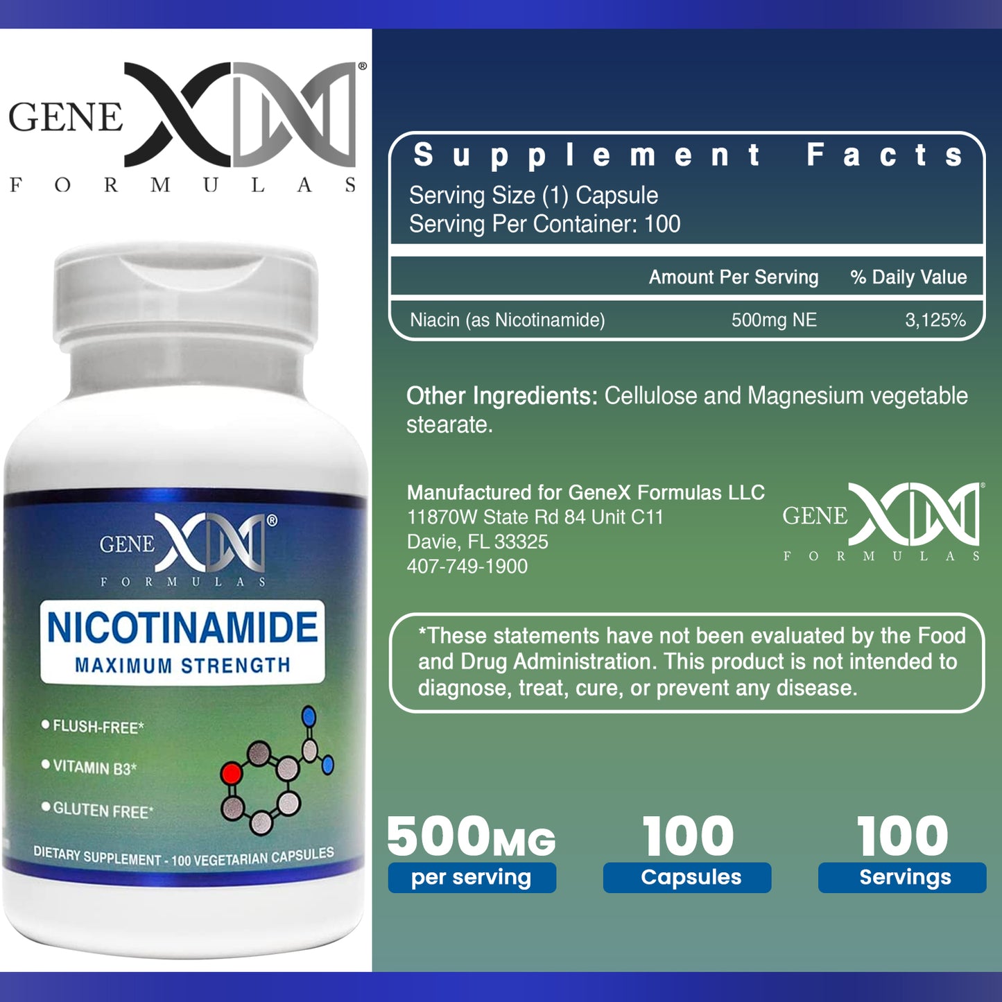 Nicotinamide 500mg (100 Capsules)