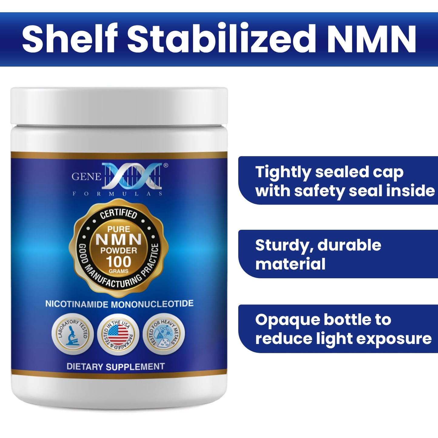 Genex Formulas NMN Pure 100 grams Powder Nicotinamide Mononucleotide