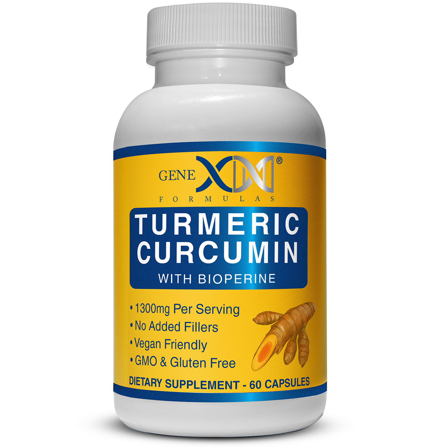 Genex Turmeric Curcumin 1300mg with BioPerine® (60 Capsules)