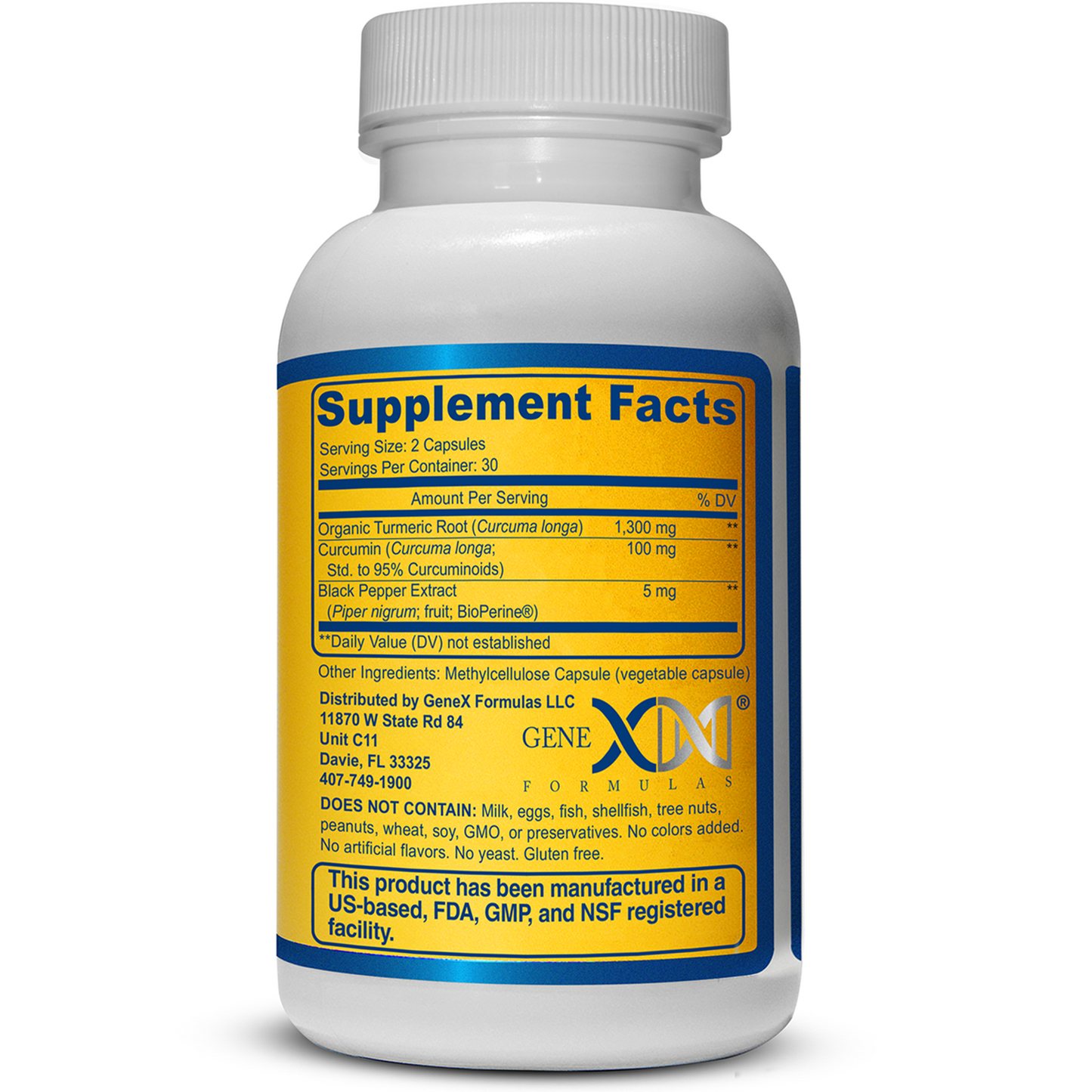 Genex Turmeric Curcumin 1300mg with BioPerine® (60 Capsules)